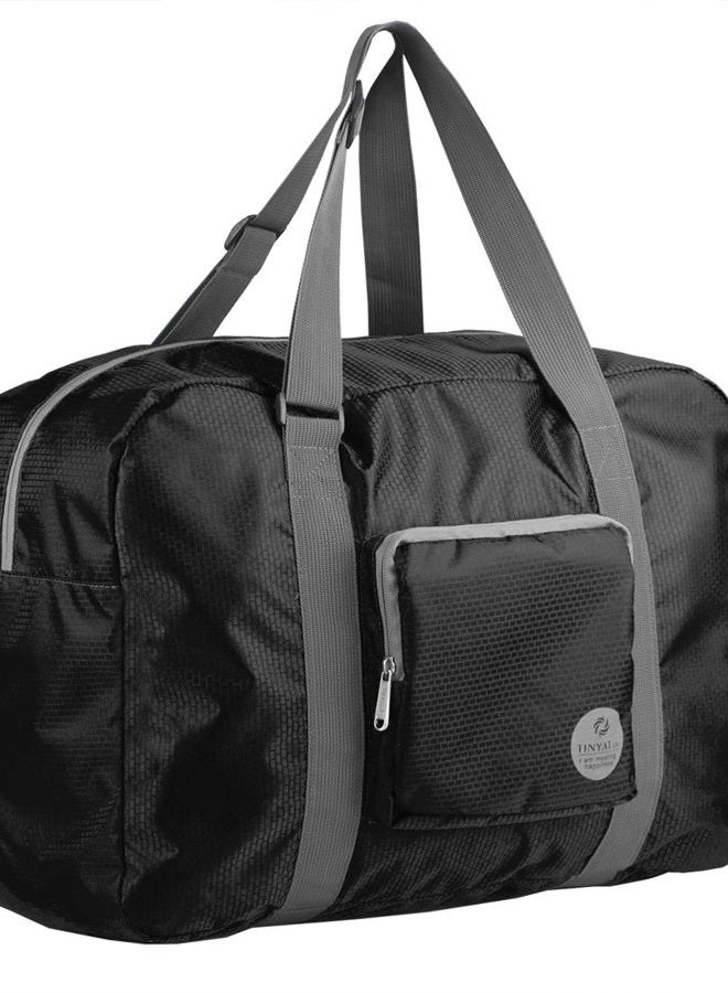 Wandf Foldable Travel Duffel Bag Luggage Sports Gym Water Resistant Nylon, Black - Image 4