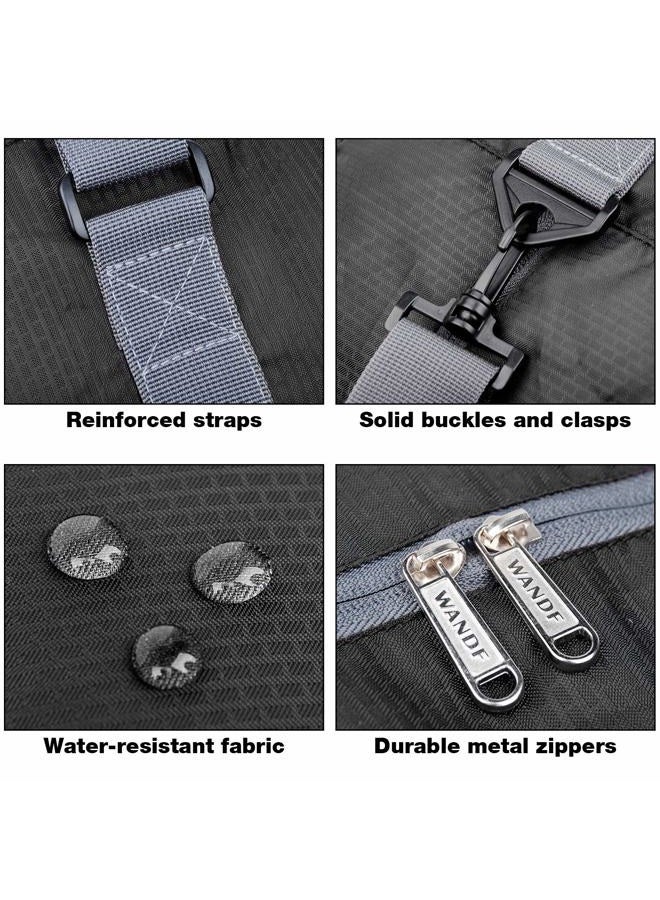 Wandf Foldable Travel Duffel Bag Luggage Sports Gym Water Resistant Nylon, Black - Image 5