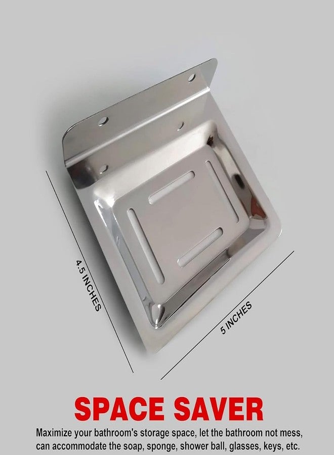 COSWARE Square Stainless Steel Single Soap Dish for Bathroom Wall Mount in Chrome Finish for Wash Area/Kitchen & Bathroom (Pack of 1) - Image 2