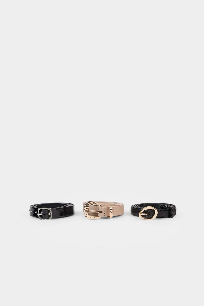 ديفاكتو Woman 3 piece Faux Leather Belt