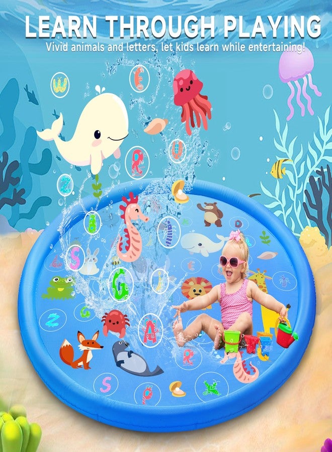 Yeeeasy Non-Slip Splash Pad for Kids, Thickened 60-Inch Sprinkler Pool - Fun Outdoor Water Play Mat for Toddlers, Children, and Dogs - Safe Summer Backyard Fountain Toy (Blue) - Image 3