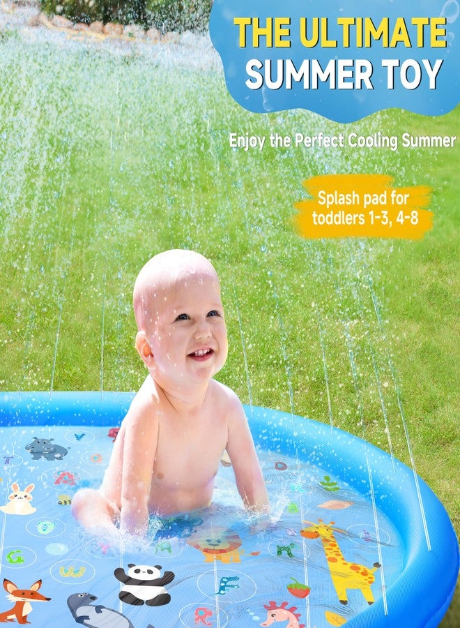 Yeeeasy Non-Slip Splash Pad for Kids, Thickened 60-Inch Sprinkler Pool - Fun Outdoor Water Play Mat for Toddlers, Children, and Dogs - Safe Summer Backyard Fountain Toy (Blue) - Image 2