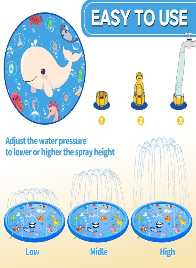 Yeeeasy Non-Slip Splash Pad for Kids, Thickened 60-Inch Sprinkler Pool - Fun Outdoor Water Play Mat for Toddlers, Children, and Dogs - Safe Summer Backyard Fountain Toy (Blue) - Image 4