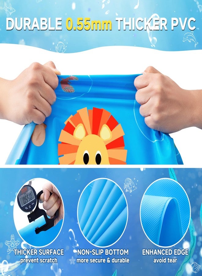 Yeeeasy Non-Slip Splash Pad for Kids, Thickened 60-Inch Sprinkler Pool - Fun Outdoor Water Play Mat for Toddlers, Children, and Dogs - Safe Summer Backyard Fountain Toy (Blue) - Image 5
