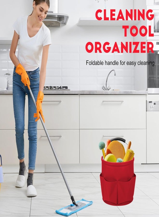 Ashmacdo Cleaning Caddy for Cleaning Supplies,17L Cleaning Supply Caddy with Handle Foldable Cleaning Supplies Organizer Bucket Cleaning Products Organizers for Home, Garden (Red) - Image 3