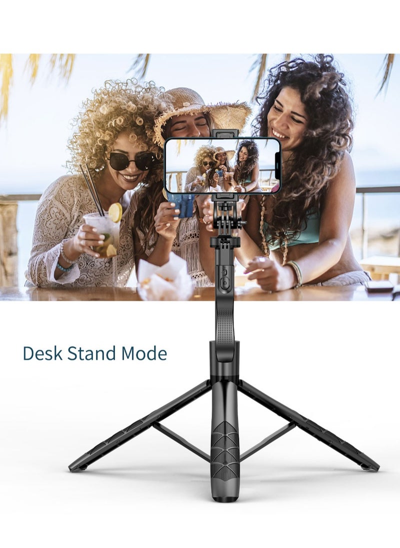 Meiyilan - 65-100mm Phone Tripod & Selfie Stick, Tripod for iPhone with Remote Extendable All-in-1 Travel Light Phone Tripod Stand, Portable Camera Tripod with Cell Phone iPhone Android Camera GoPro, Black - Image 1