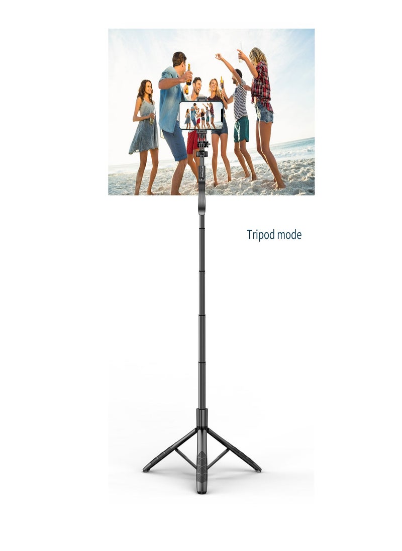 Meiyilan - 65-100mm Phone Tripod & Selfie Stick, Tripod for iPhone with Remote Extendable All-in-1 Travel Light Phone Tripod Stand, Portable Camera Tripod with Cell Phone iPhone Android Camera GoPro, Black - Image 1