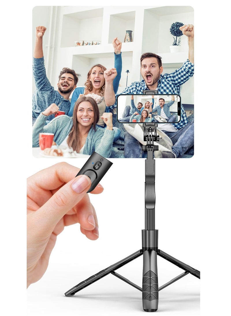 Meiyilan - 65-100mm Phone Tripod & Selfie Stick, Tripod for iPhone with Remote Extendable All-in-1 Travel Light Phone Tripod Stand, Portable Camera Tripod with Cell Phone iPhone Android Camera GoPro, Black - Image 1