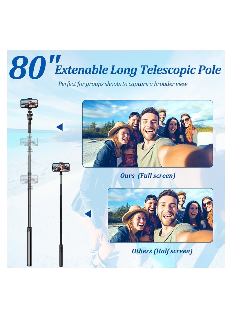 Meiyilan - 65-100mm Phone Tripod & Selfie Stick, Tripod for iPhone with Remote Extendable All-in-1 Travel Light Phone Tripod Stand, Portable Camera Tripod with Cell Phone iPhone Android Camera GoPro, Black - Image 1