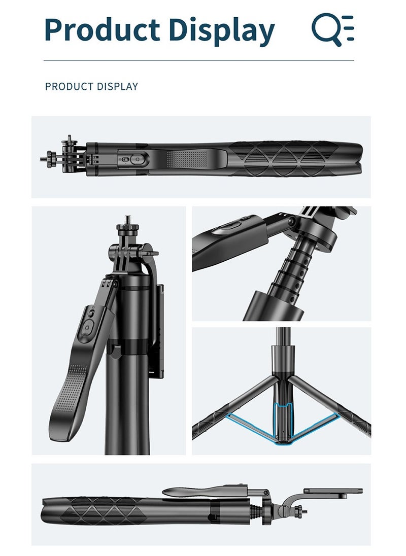 Meiyilan - 65-100mm Phone Tripod & Selfie Stick, Tripod for iPhone with Remote Extendable All-in-1 Travel Light Phone Tripod Stand, Portable Camera Tripod with Cell Phone iPhone Android Camera GoPro, Black - Image 1