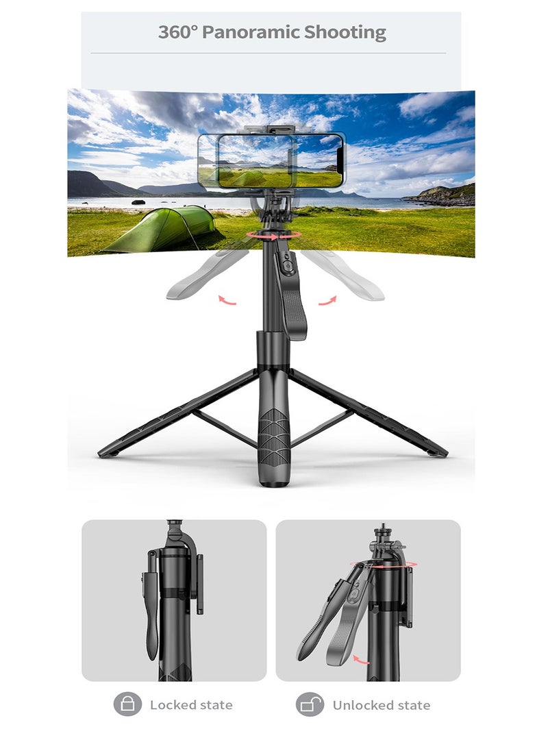 Meiyilan - 65-100mm Phone Tripod & Selfie Stick, Tripod for iPhone with Remote Extendable All-in-1 Travel Light Phone Tripod Stand, Portable Camera Tripod with Cell Phone iPhone Android Camera GoPro, Black - Image 1