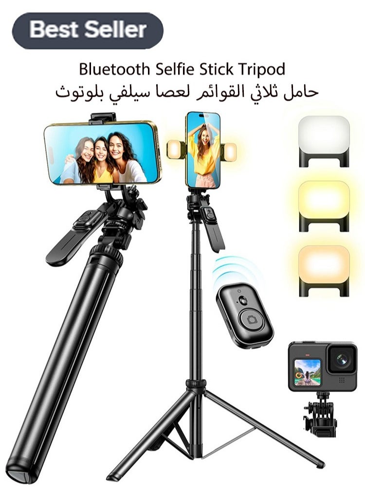 مييلان حامل ثلاثي للهاتف وعصا سيلفي 65-100 ملم، حامل ثلاثي القوائم لهاتف iPhone مع جهاز تحكم عن بعد قابل للتمدد الكل في 1 حامل ثلاثي للهاتف خفيف الوزن، حامل ثلاثي القوائم محمول للكاميرا مع الهاتف الخلوي iPho  - Image 1