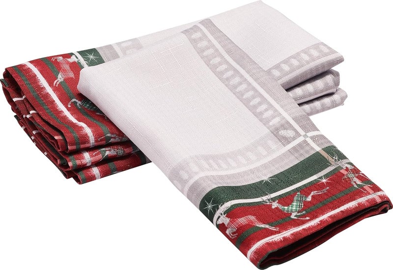 Kadut Christmas Napkins Plaid Charming Reindeer Design Cloth Napkins 17x17 Inch Set of 4  Heavy Duty Fabric  Stain Proof Napkins for Harvest Holiday Fall Parties Christmas - Image 3