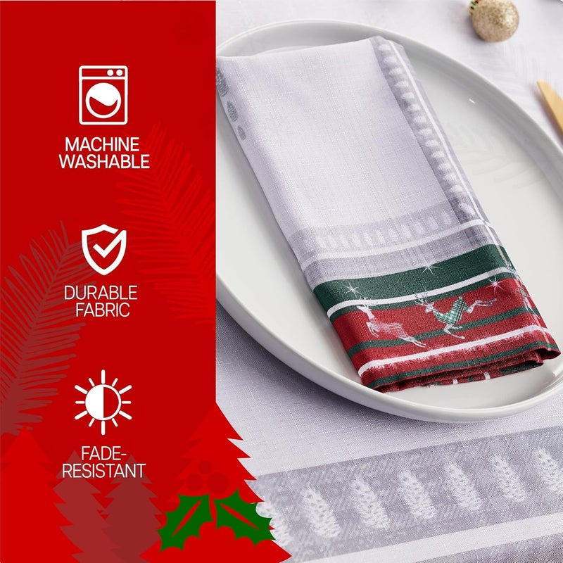 Kadut Christmas Napkins Plaid Charming Reindeer Design Cloth Napkins 17x17 Inch Set of 4  Heavy Duty Fabric  Stain Proof Napkins for Harvest Holiday Fall Parties Christmas - Image 5
