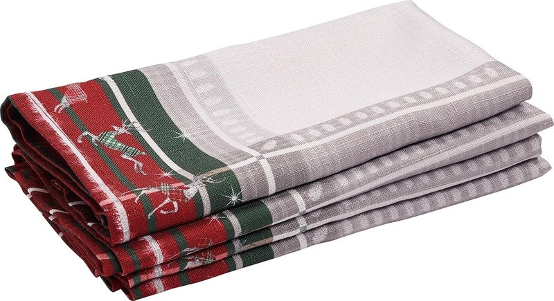 Kadut Christmas Napkins Plaid Charming Reindeer Design Cloth Napkins 17x17 Inch Set of 4  Heavy Duty Fabric  Stain Proof Napkins for Harvest Holiday Fall Parties Christmas - Image 4