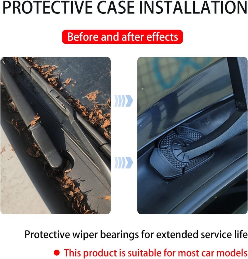 JNNJ وسادة واقية من السيليكون لفتحات ذراع مساحات الزجاج الأمامي للسيارات ( 2 x Car Wiper Arm Hole Silicone Protective Cushion)، غطاء لمنع تراكم الغبار في فتحات مساحات الزجاج الأمامي، مناسبة لأنواع مختلفة من مساحات الزجاج (اللون: أسود أو شفاف). - Image 2