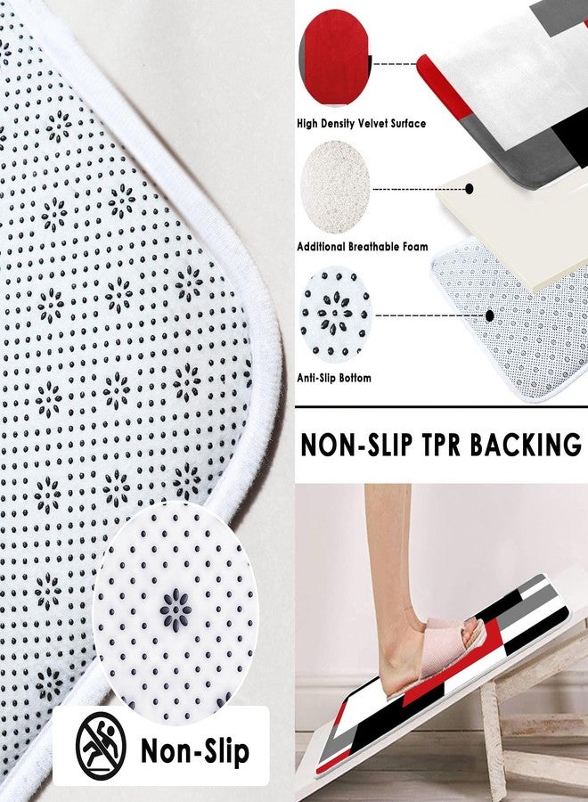 ArtSocket Geometric Red Bathroom Set with Shower Curtain and Rugs Accessories, Black and Gray Modern Shower Curtain, Red Bathroom Decor 4 Pcs - Image 3