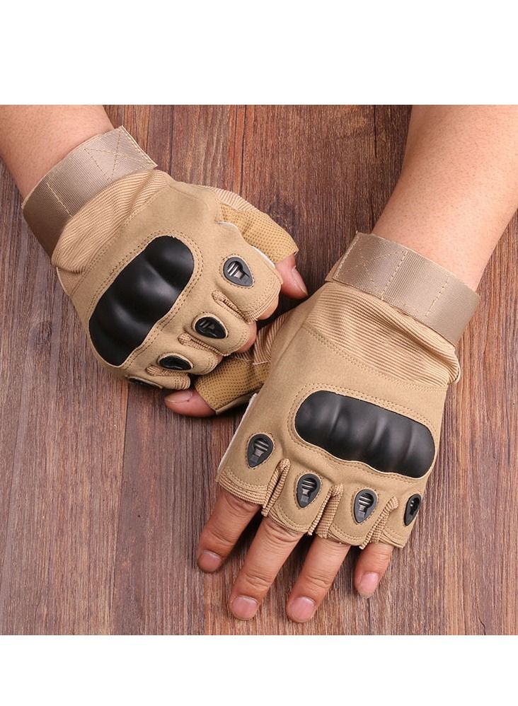 M MIAOYAN M MIAOYAN Tactical Gloves Black Hawk O Kee Outdoor Riding Army Fans Anti-cutting Field Performance Sports Fitness Hard Shell Half Finger Gloves  - Image 1