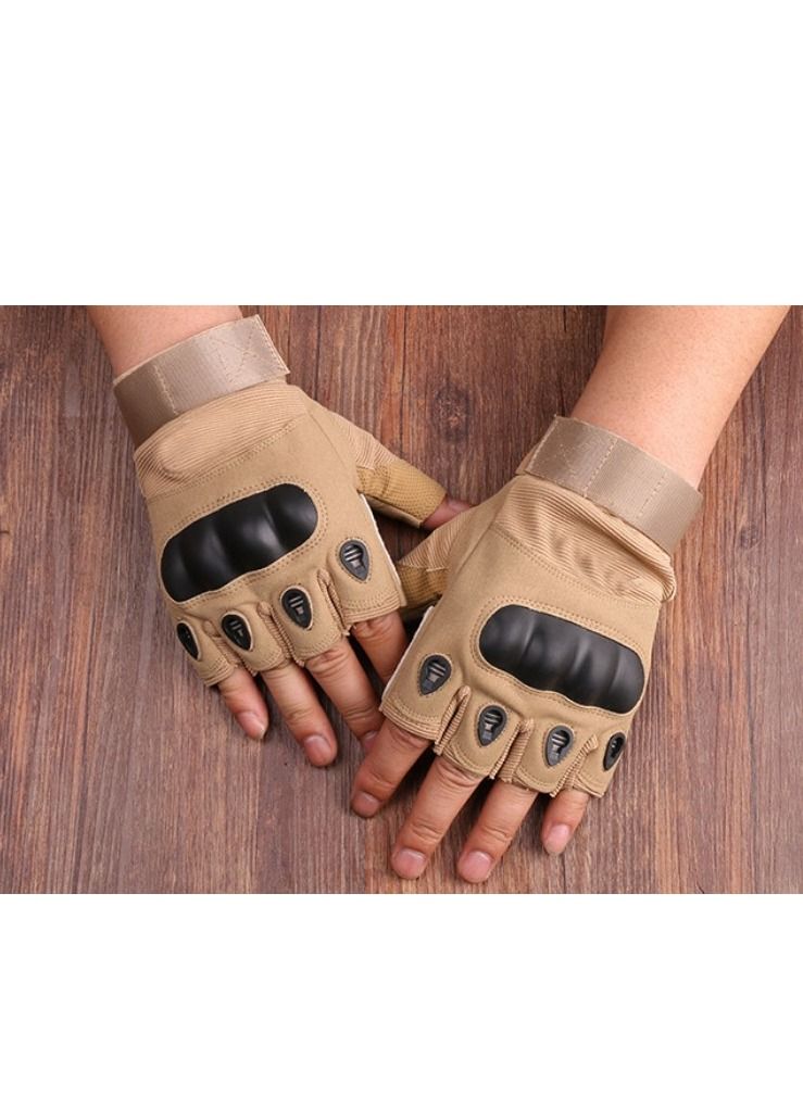 M MIAOYAN M MIAOYAN Tactical Gloves Black Hawk O Kee Outdoor Riding Army Fans Anti-cutting Field Performance Sports Fitness Hard Shell Half Finger Gloves  - Image 2