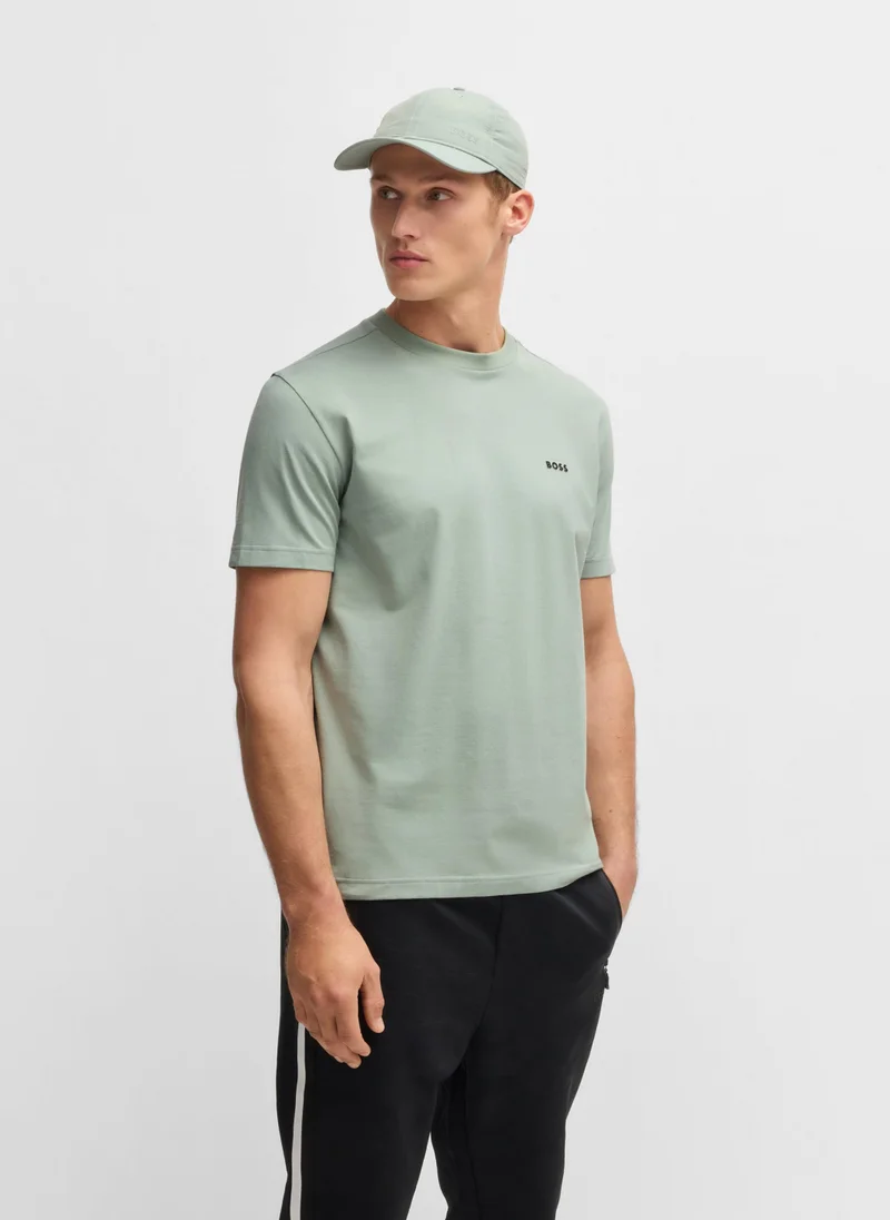 بوس Regular-fit T-shirt in stretch cotton with contrast logo