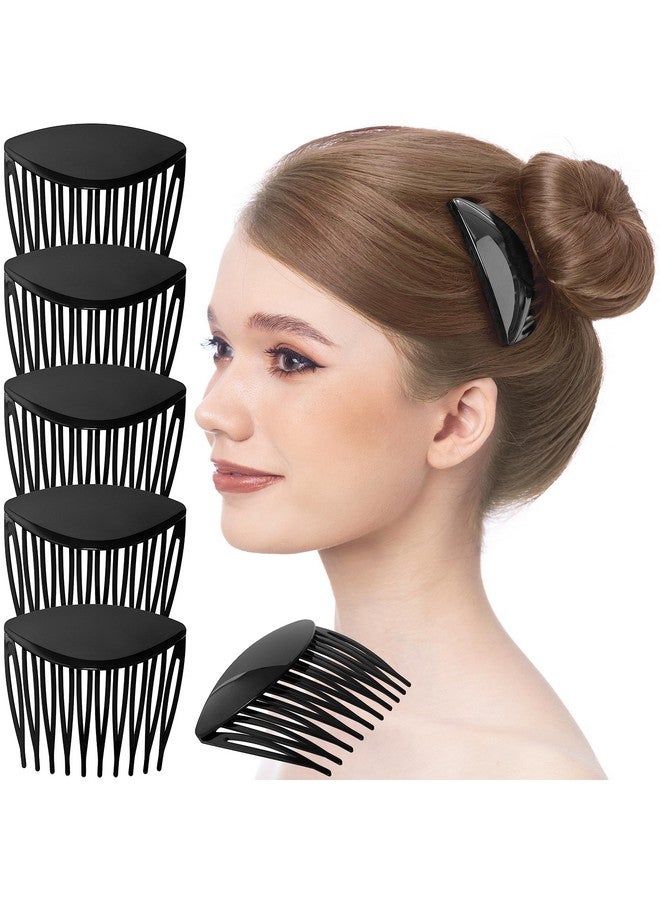 RC ROCHE ORNAMENT 6 Pcs Womens Hair Side Slide Comb Wide Teeth Plastic Strong Solid Plain Bridal Pin Fashion Ladies Girl Clamp Styling Accessories Clip Large Black - Image 1