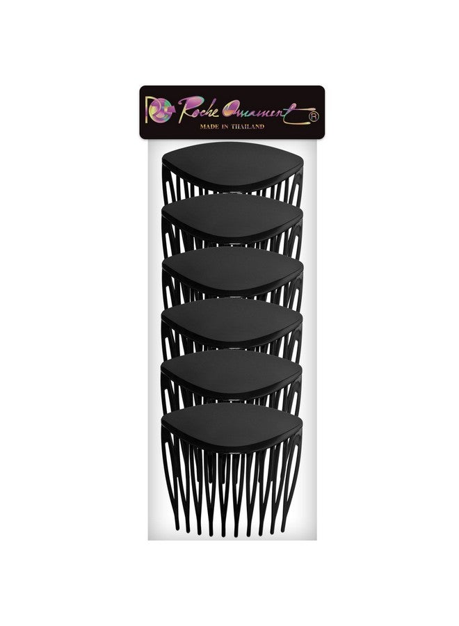 RC ROCHE ORNAMENT 6 Pcs Womens Hair Side Slide Comb Wide Teeth Plastic Strong Solid Plain Bridal Pin Fashion Ladies Girl Clamp Styling Accessories Clip Large Black - Image 5