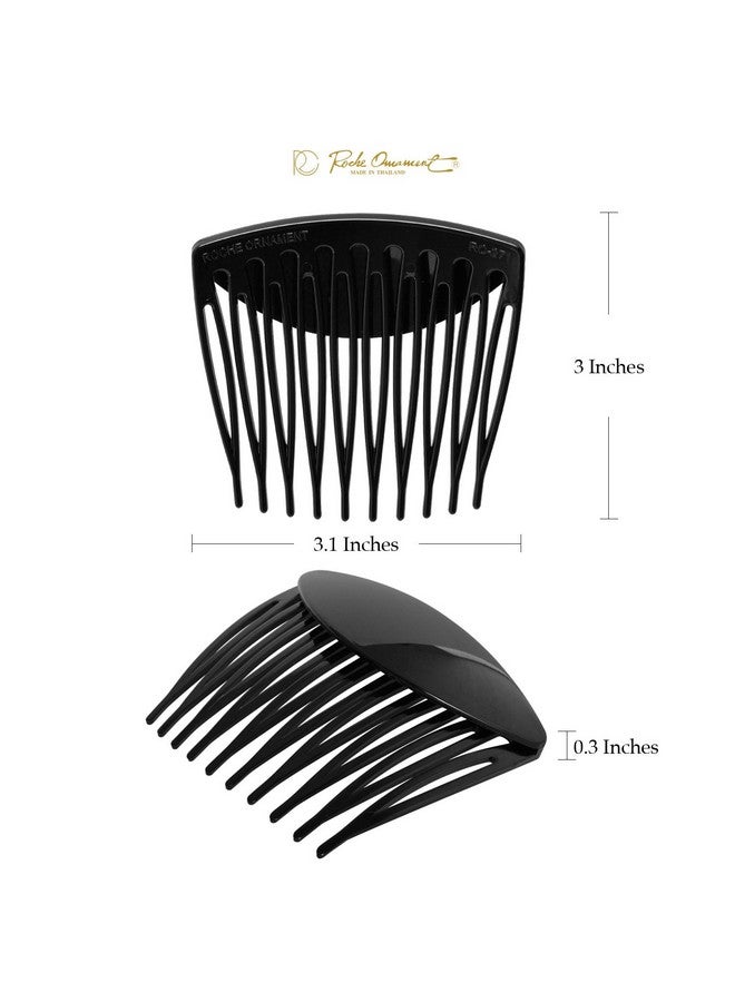 RC ROCHE ORNAMENT 6 Pcs Womens Hair Side Slide Comb Wide Teeth Plastic Strong Solid Plain Bridal Pin Fashion Ladies Girl Clamp Styling Accessories Clip Large Black - Image 4