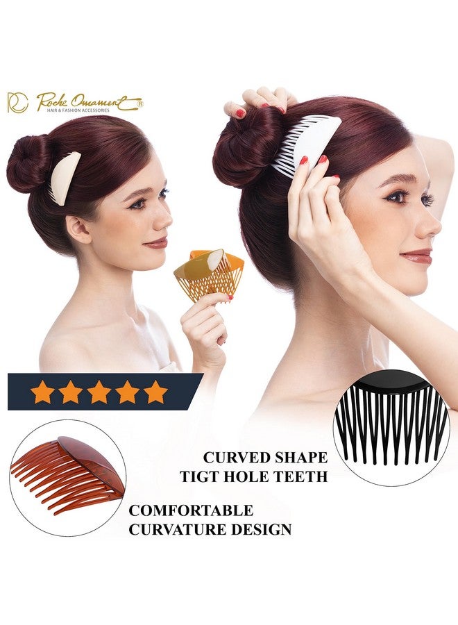 RC ROCHE ORNAMENT 6 Pcs Womens Hair Side Slide Comb Wide Teeth Plastic Strong Solid Plain Bridal Pin Fashion Ladies Girl Clamp Styling Accessories Clip Large Black - Image 2