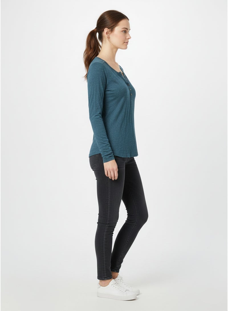 Janina Women’s Long Sleeve Henley Top – Soft Casual Button Neck T-Shirt for Everyday Wear - Image 5