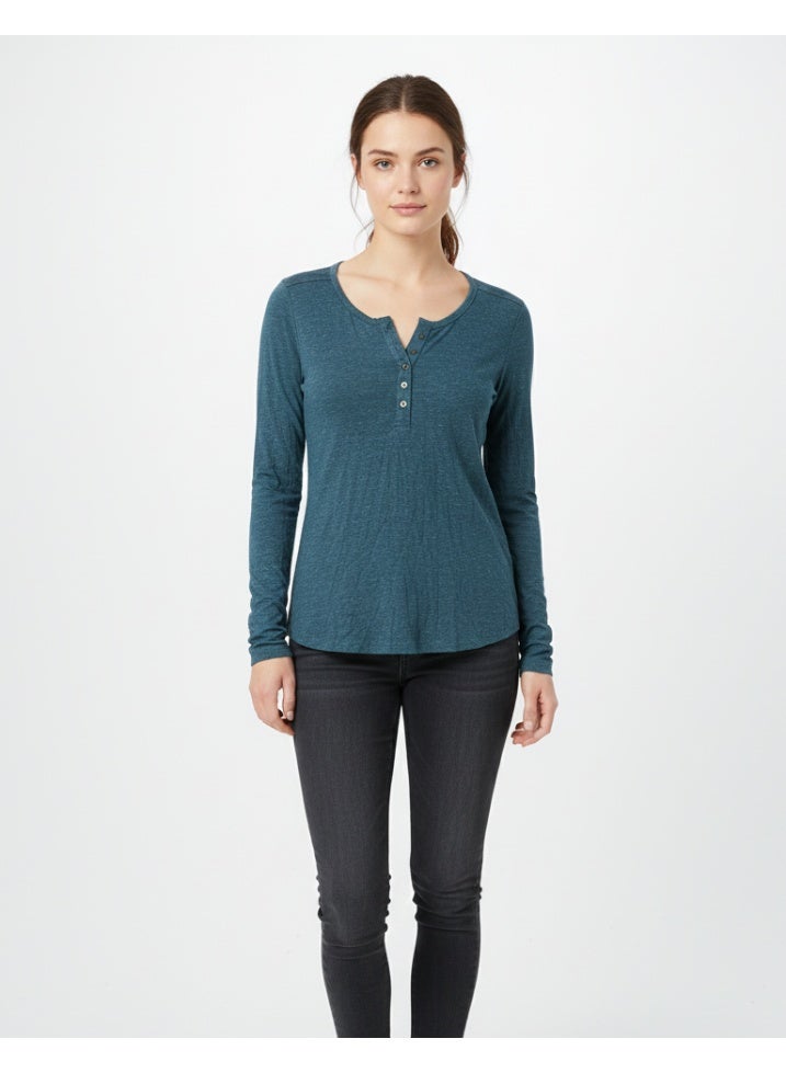 Janina Women’s Long Sleeve Henley Top – Soft Casual Button Neck T-Shirt for Everyday Wear - Image 1