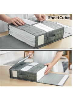 Excefore SheetCube Bed Sheet Set Organizer, 2 Pack Foldable Storage Box for Duvet Cover Set, Linen Closet Organizer for Bedding Clothes Blankets, Black  - Image 3