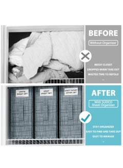 Excefore SheetCube Bed Sheet Set Organizer, 2 Pack Foldable Storage Box for Duvet Cover Set, Linen Closet Organizer for Bedding Clothes Blankets, Black  - Image 2