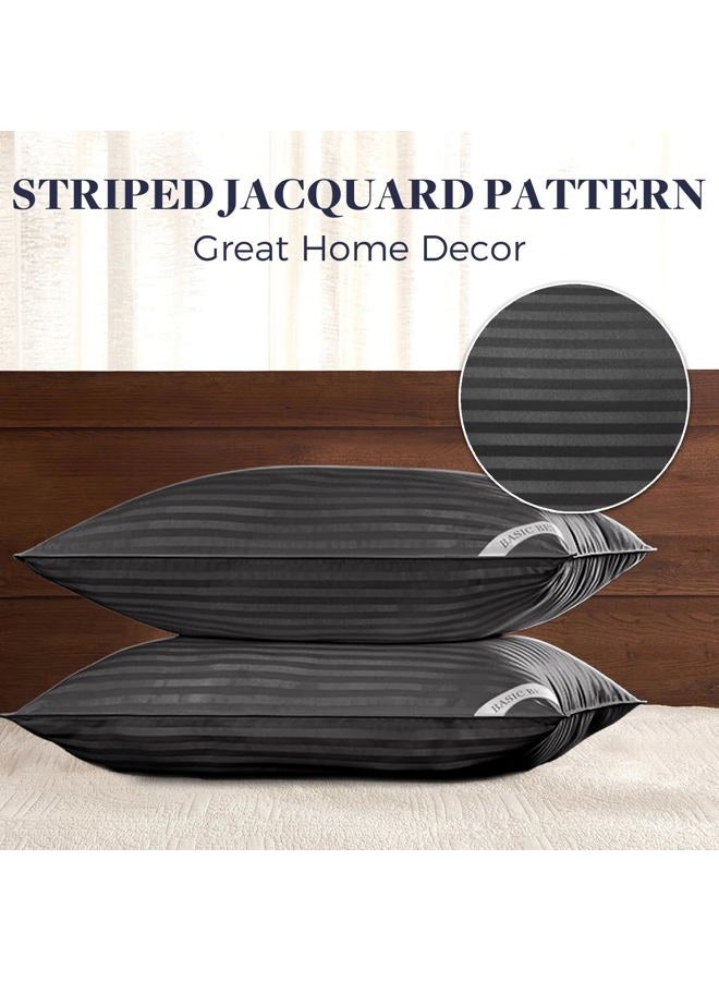 Basic Beyond Bed Pillows for Sleeping - King Size Pillows Set of 2 - Luxury Hotel Collection Down Alternative Pillows, Black, 20x36 Inches - Image 2