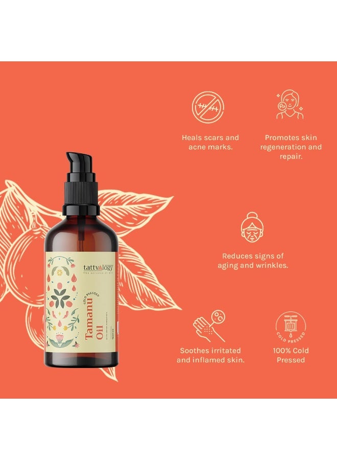 Tattvalogy Tamanu Oil | Calophyllum inophyllum | 100 % Pure & Natural | Face & Body Moisturizer | Cold Pressed Oil For Skin & Hair | Face & Body Moisturizer | For Soothing & Healing | In Glass Bottle - 50 ml - Image 3