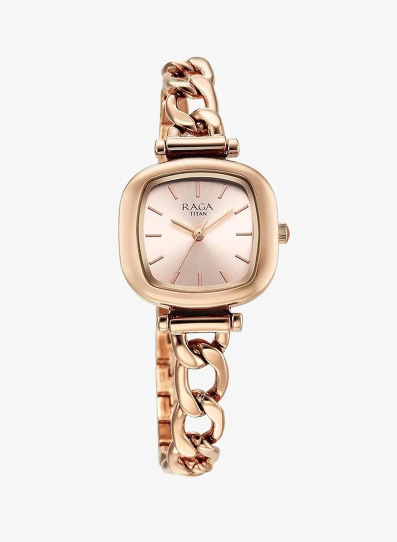 TITAN Titan Raga Showstopper 2.0 Quartz Rose Gold Square Dial Watch for Women-95302WM01