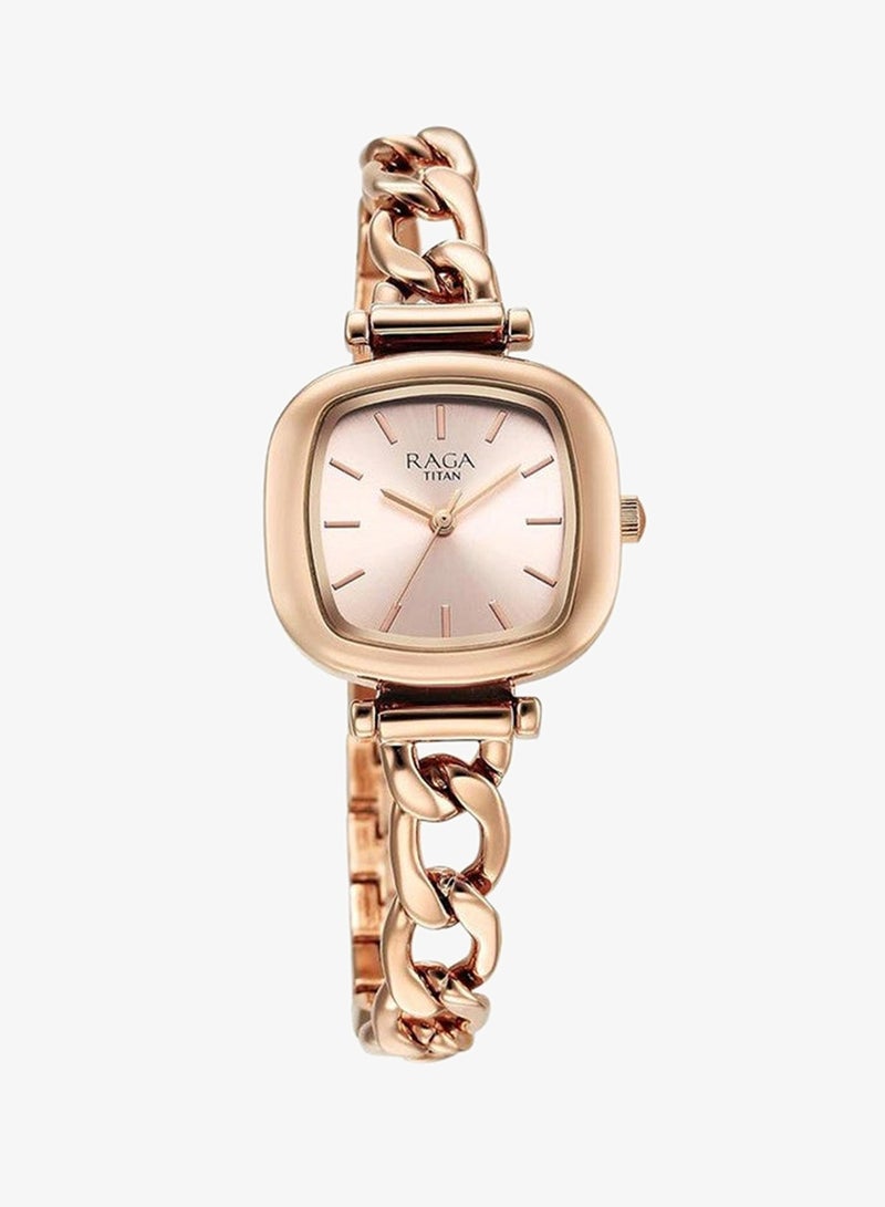 Titan Raga Showstopper 2.0 Quartz Rose Gold Square Dial Watch for Women-95302WM01 - Image 2