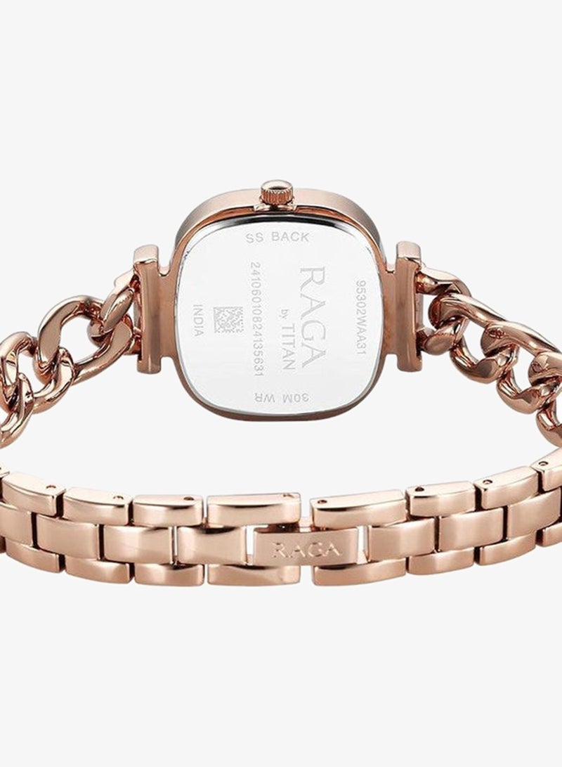 Titan Raga Showstopper 2.0 Quartz Rose Gold Square Dial Watch for Women-95302WM01 - Image 5