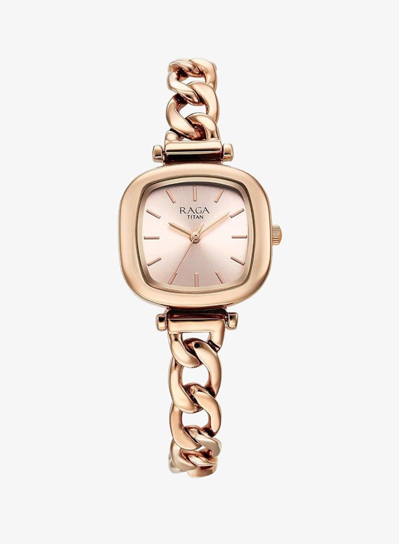 Titan Raga Showstopper 2.0 Quartz Rose Gold Square Dial Watch for Women-95302WM01 - Image 1