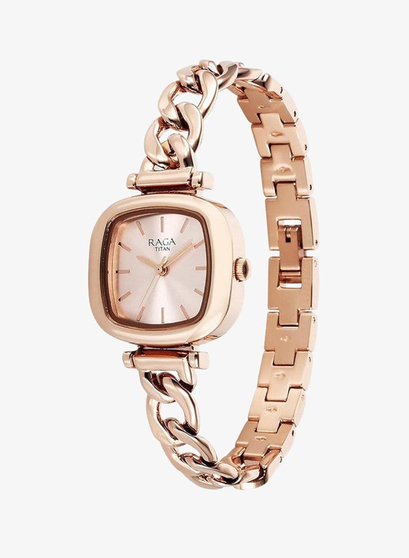 Titan Raga Showstopper 2.0 Quartz Rose Gold Square Dial Watch for Women-95302WM01 - Image 3