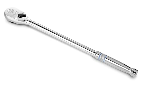 DURATECH Extra Long Handle 1/2-Inch Drive Ratchet, 90-Tooth Ratchet Wrench with 15" Handle and Dust Proof Teardrop Enclosed Head, Reversible, CR-V Steel Made, CR-MO Head, Full Polished, Gifts for Men - Image 1