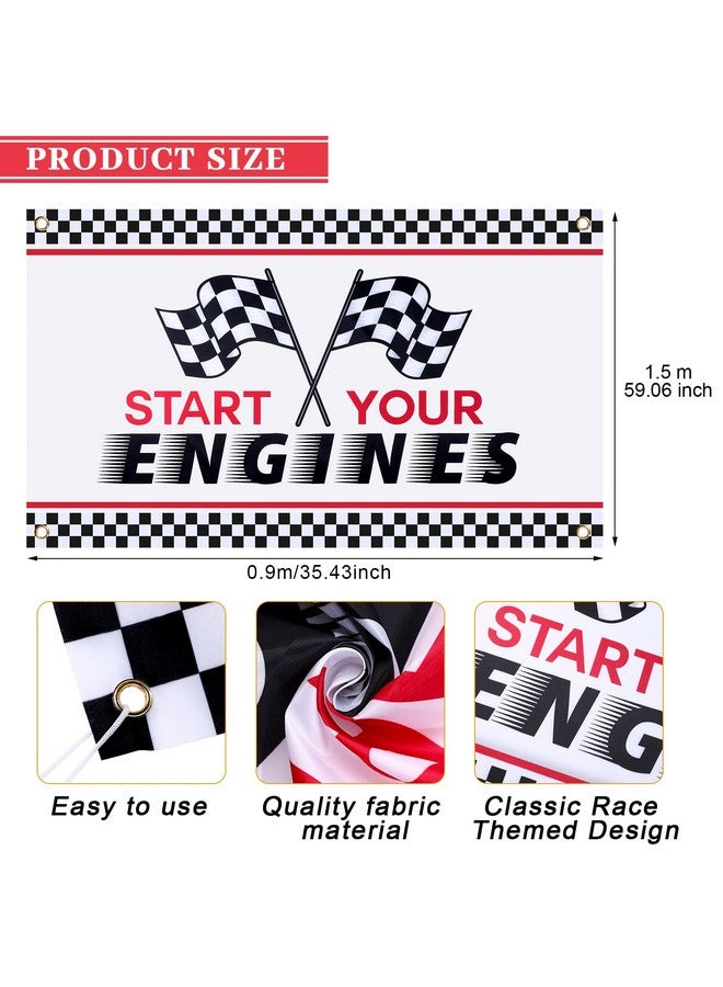 Remagr 15 Pcs Race Car Party Supplies, Include Racing Car Theme Backdrop, Racetrack Tablecloth, Checkered Racing Pennant Banner, 12 Black White Checkered Flags for Kids Racing Theme Birthday Party Decoration - Image 2