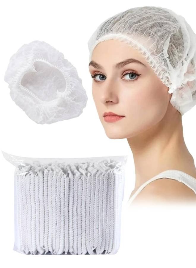 MiMi & BeiBei 100Pcs Bouffant Caps Surgical Head Caps Bouffant Non Woven Cap Dustproof and Disposable Caps Non Woven Shower Caps Disposable Hair Nets Surgical Caps White - Image 1