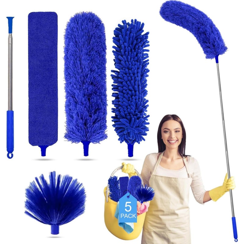 Tiumso Dusters for CleaningMicrofiber Feather Duster 5in1 Kit Duster with Extension Pole 100 Inches Cobweb Duster Microfiber Dusters for High Ceilings and Fans Blinds and Cars - Image 2