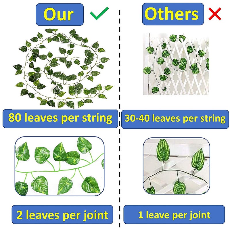Tdas Artificial Ivy Garlands Leaves Greenery Hanging Vine Creeper Plants for Home Decor Main Door Wall Balcony Office Wedding Decoration Party Festival Craft -Each 6.7 ft (24 Pcs (Artificial Vines)) - Image 2