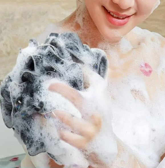 Labriciyon 1Pc Black Body Scrubber Comfortable Friendly to Skin Premium Colorful Loofah Sponge Shower Mesh Bath SpongeBathing AccessoriesSuitable for HomeDormBathroomRestroom Bath Sponges Bathing Accessorie - Image 5