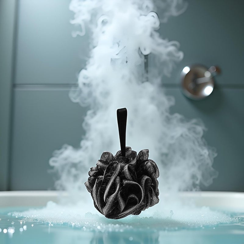 Labriciyon 1Pc Black Body Scrubber Comfortable Friendly to Skin Premium Colorful Loofah Sponge Shower Mesh Bath SpongeBathing AccessoriesSuitable for HomeDormBathroomRestroom Bath Sponges Bathing Accessorie - Image 2