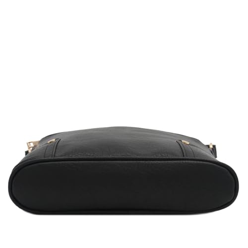 ALYSSA Triple Zip Pocket Large Crossbody Bag (Black) - Image 4