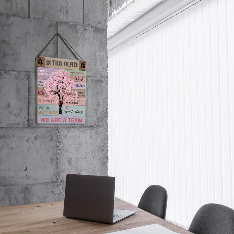 GUDIAO Let Them Office Quote Pink Tree Signs Wall Decor Desk Accessories Rustic in This Office Make a Difference Wooden Hanging Sign Decoration for Home Office Door 8 x 10 - Image 5