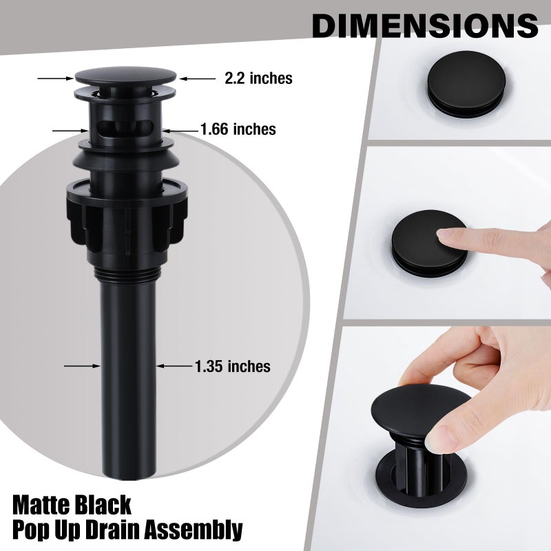 Fgkq Black Bathroom Sink Faucet 3 Hole  8 Inch Matte Black Bathroom Faucet With Pop Up Drain  360 Swivel Widespread Two Handle Vanity Faucet With Supply Lines - Image 4