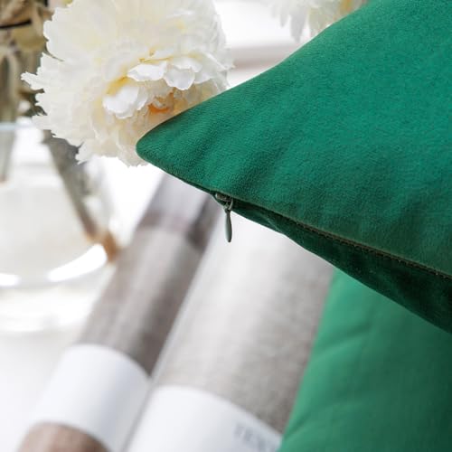 Phantoscope Pack of 2 Christmas Velvet Decorative Throw Decorative Pillow Cover Soft Solid Square Cushion Case for Couch Christmas Green 18 x 18 inches 45 x 45 cm - Image 3